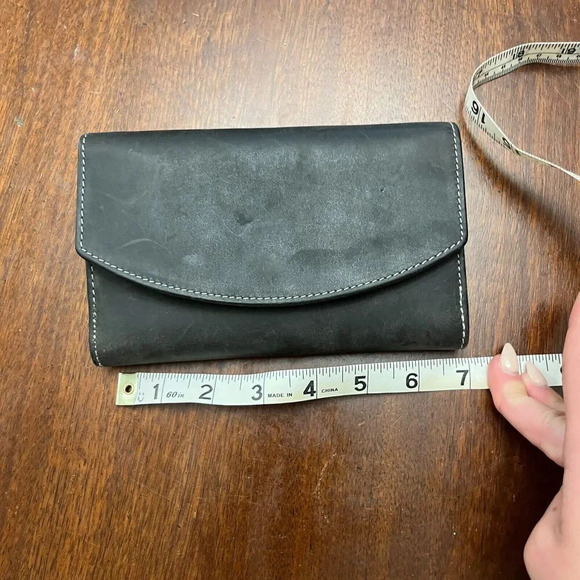 RFID Womens Dar Gray Soft Leather Bi Fold Wallet Snap Closure Card Slots Classic - Picture 9 of 11